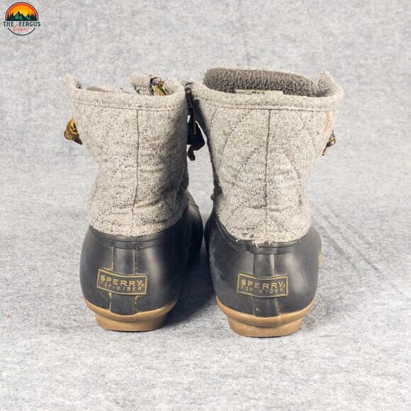 Sperry Saltwater Emboss Ankle Duck Boots Gray Black Waterproof Women's Size 9 - Picture 6 of 12